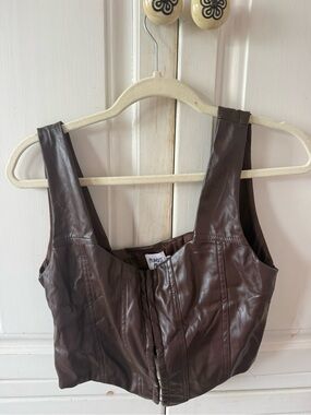Princess Polly Chocolate Brown Faux Leather Corset Tank